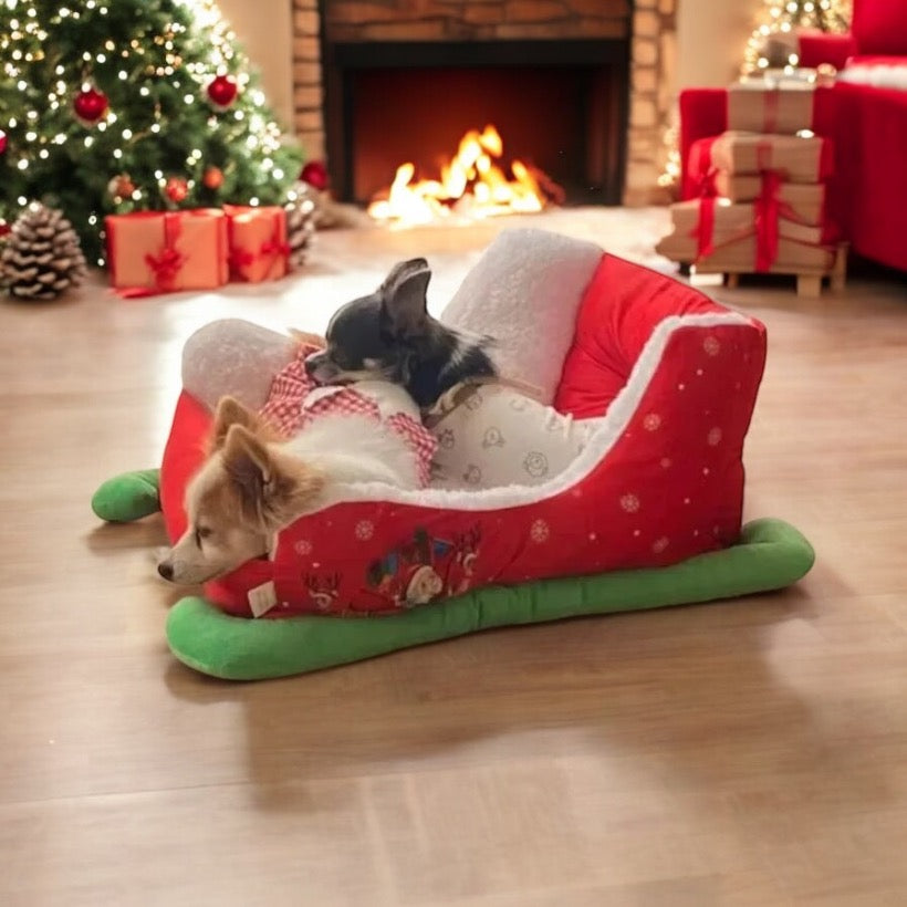 Christmas Dog Sleigh Bed