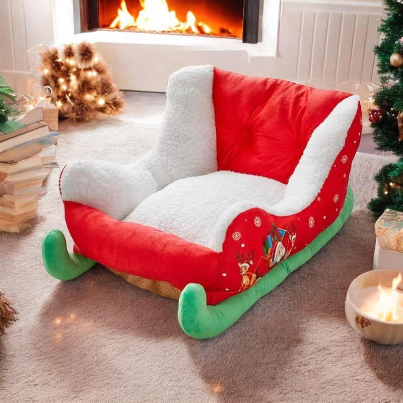 Christmas Dog Sleigh Bed